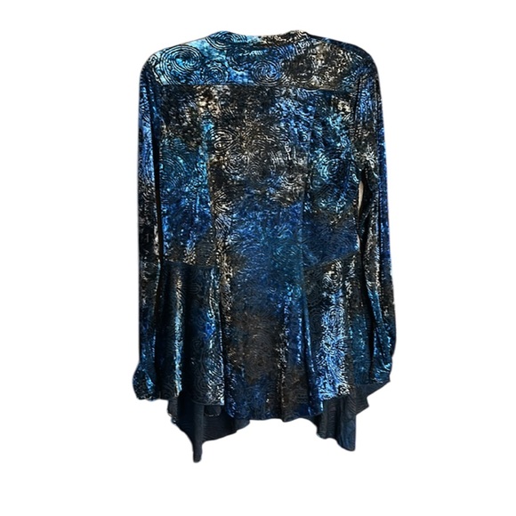 Snoskins Black,Blue,Brown Velvet Tunic Top. Sharkbite Front,Rounded Back,V-Neck - Picture 6 of 9